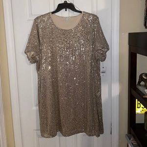Ophelia Roe Gold Sequin Mini Dress